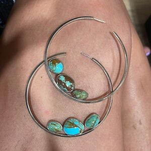 Gorgeous Genuine Turquoise Hoops